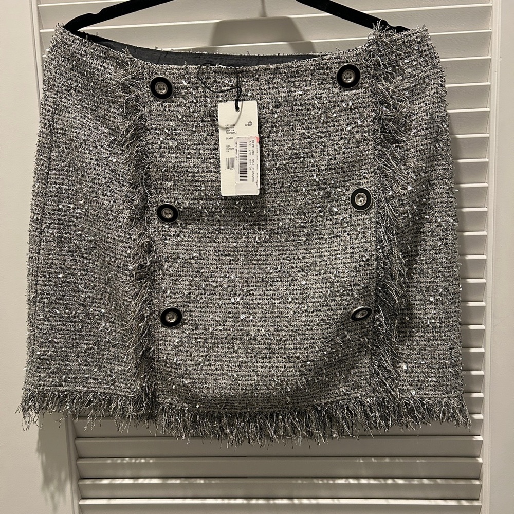 Elegant Black Button-Accent Tweed Mini Skirt